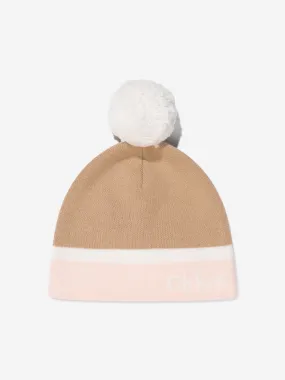 Chloé Girls Knitted Pull On Hat in Beige