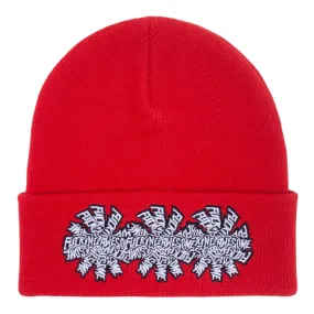 FA Awesome Three Spiral Cuff Beanie Red