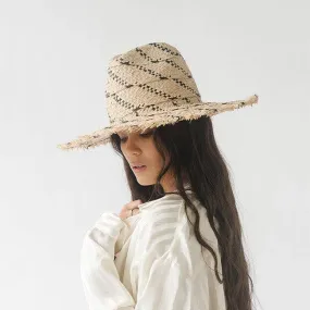 Gemma Wide Brim Straw: Size S/M 57 / Natural-Black