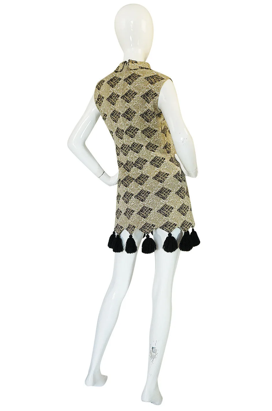 1960s Pierre Balmain Knit Lurex Pom Pom Mini Dress