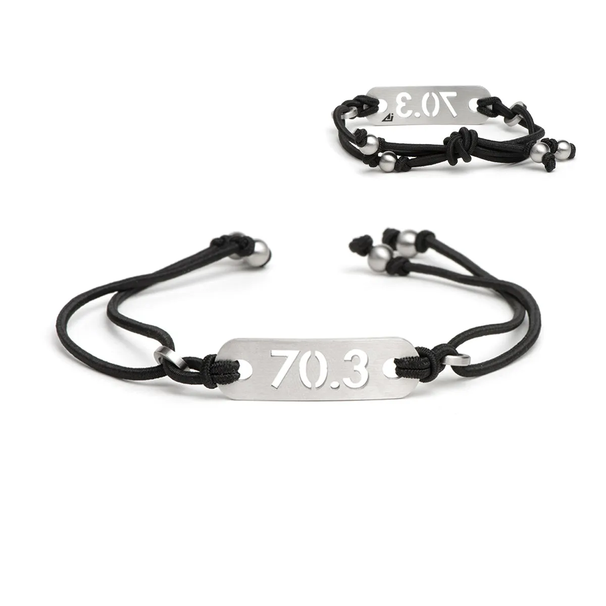 70.3 Half Iron Distance Triathlon Black Bracelet - Tie Stretch Adjustable