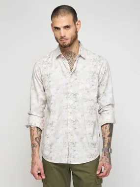 Abstract Print Textured Shirt