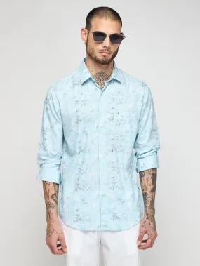 Abstract Print Textured Shirt