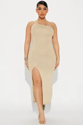 Aiken Metallic Knit Midi Dress - Gold