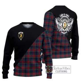 Allison Red Tartan Ugly Sweater with Family Crest and Military Logo Style