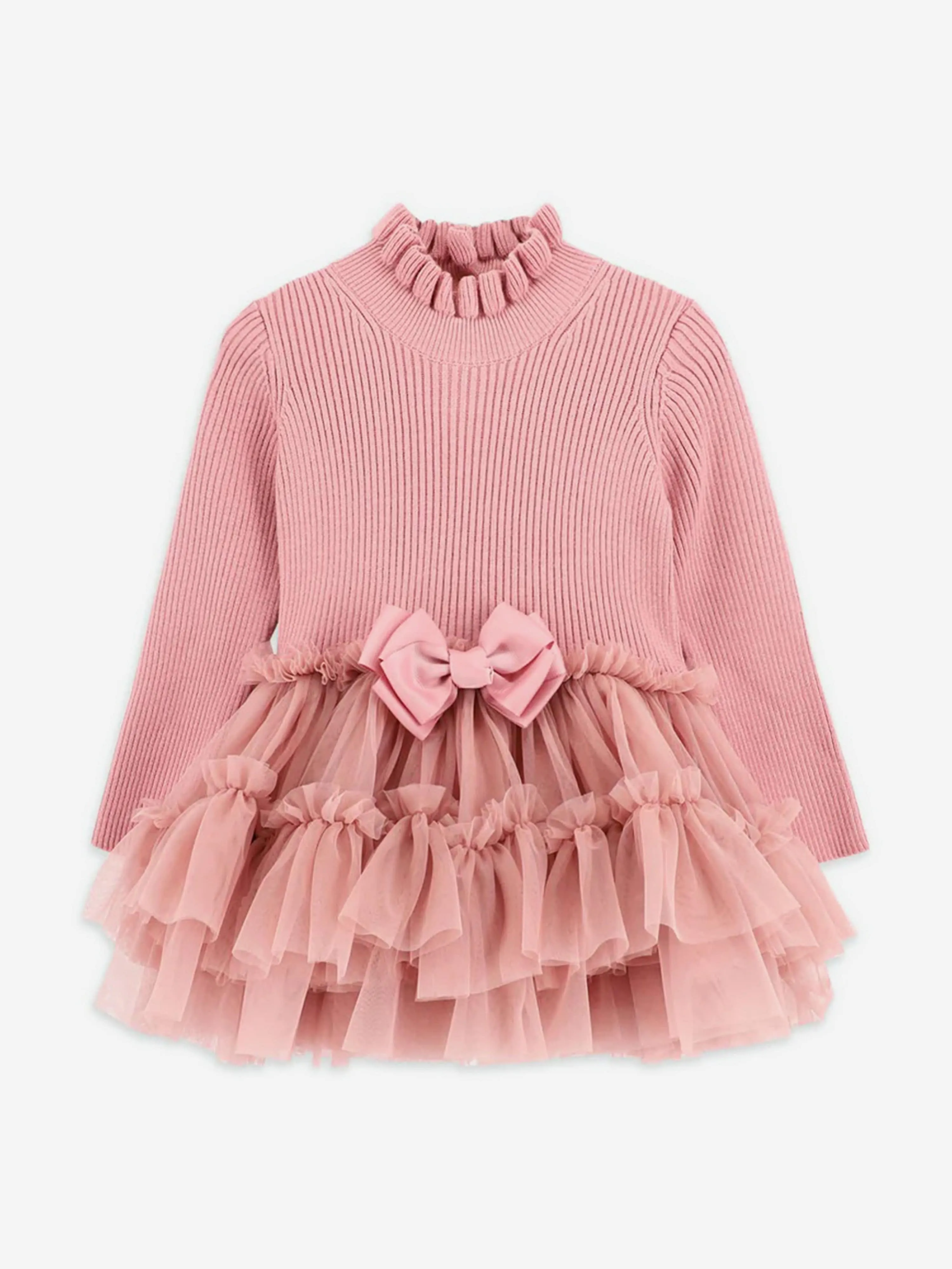 Angels Face Baby Girls Elin Knit and Tulle Dress in Pink