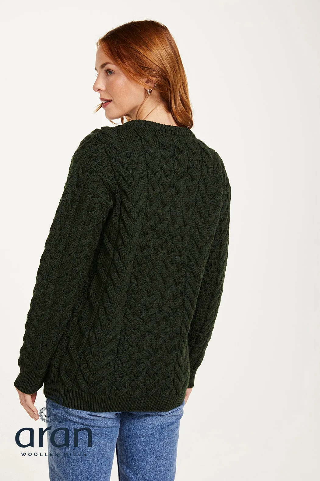 Aran - Unisex Crew Neck Sweater - Seaweed Green