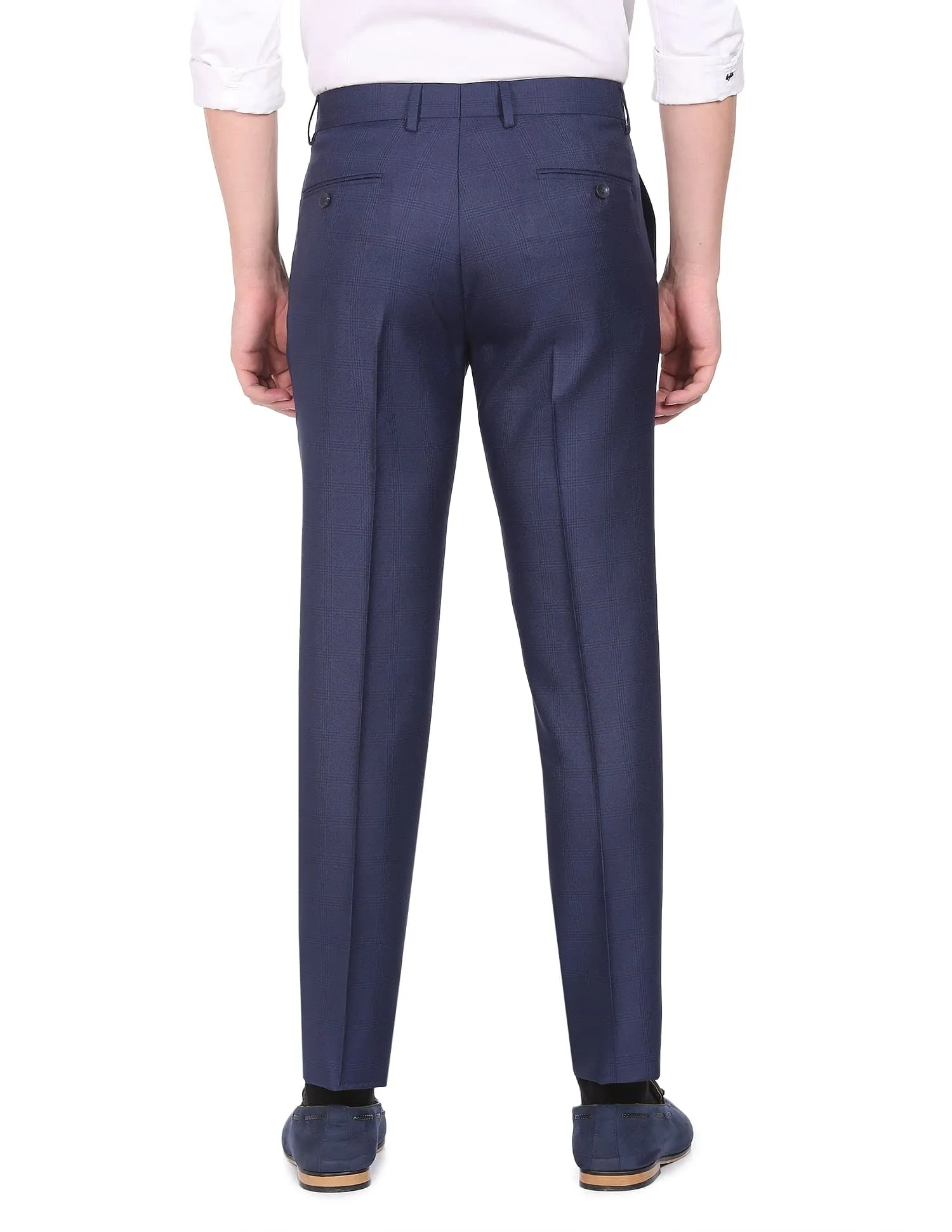 Arrow Dark Blue Checkered Formal Trouser (ARADOTR2722_30)