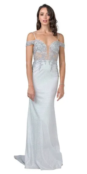 Aspeed L2357 Long Dress with Illusion Appliqued Bodice