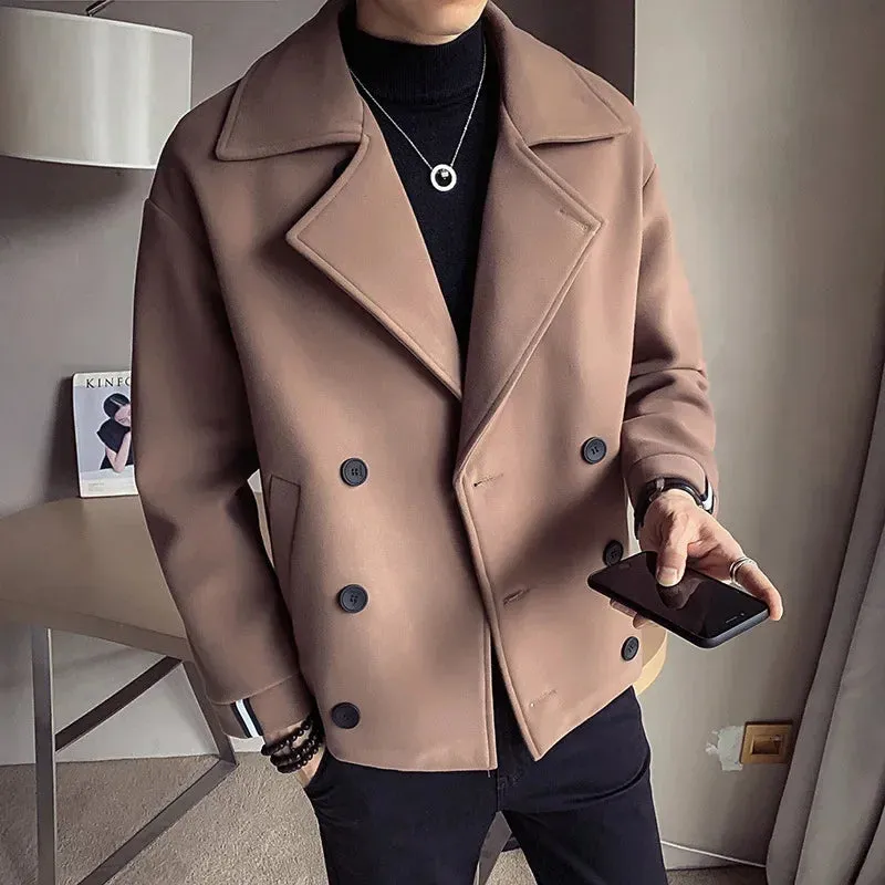 Autumn And Winter New Men's Trench Coat Jacket Casual Warm Wool Coat