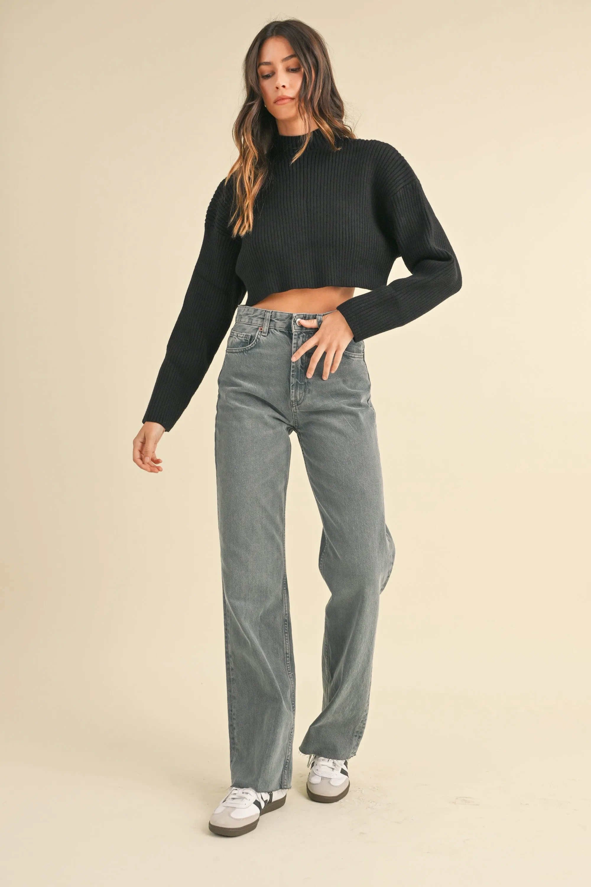 Basic Ribbed Crop Sweater