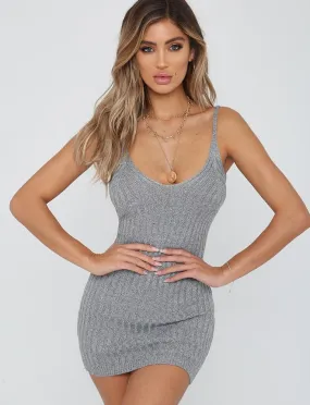 Basic V Dress - Grey