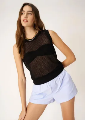 Be Real Sweater Mesh Tank - Black