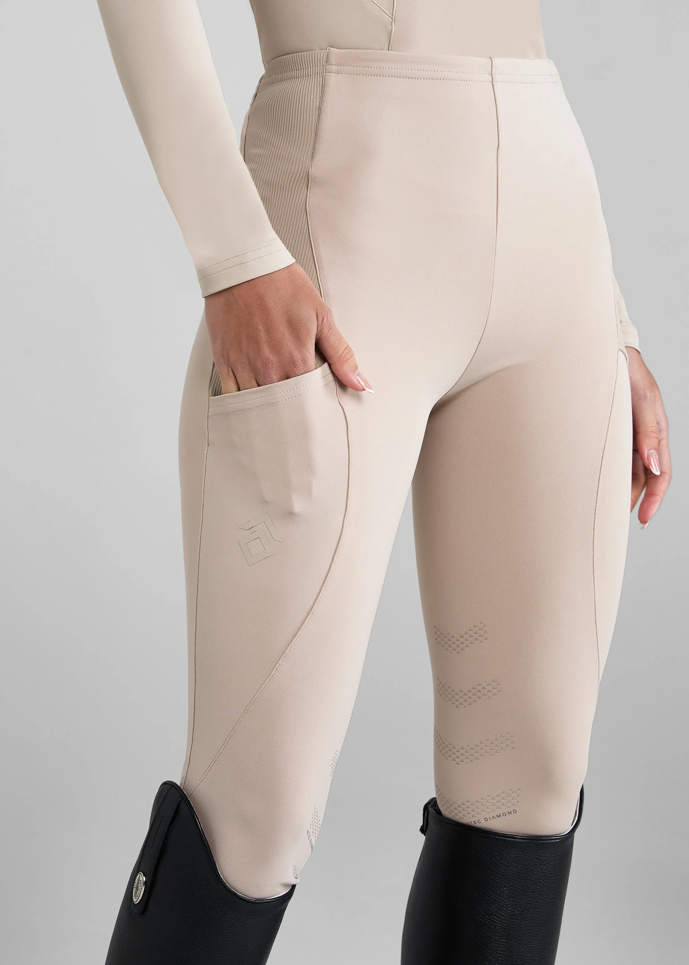 Beige Core Leggings Knee Grip