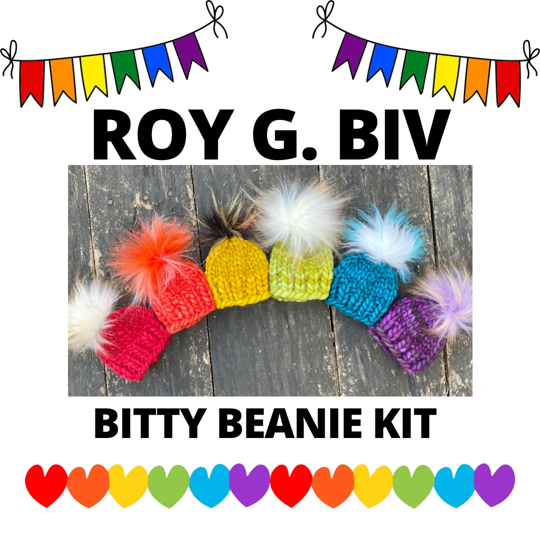 Bitty Beanies KNITTING KIT to make 5 bitty beanies super bulky gift holiday xmas winter