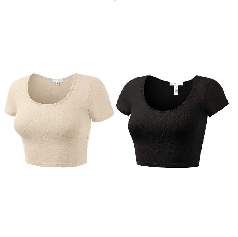 Black Crop Top Short Sleeve for Women