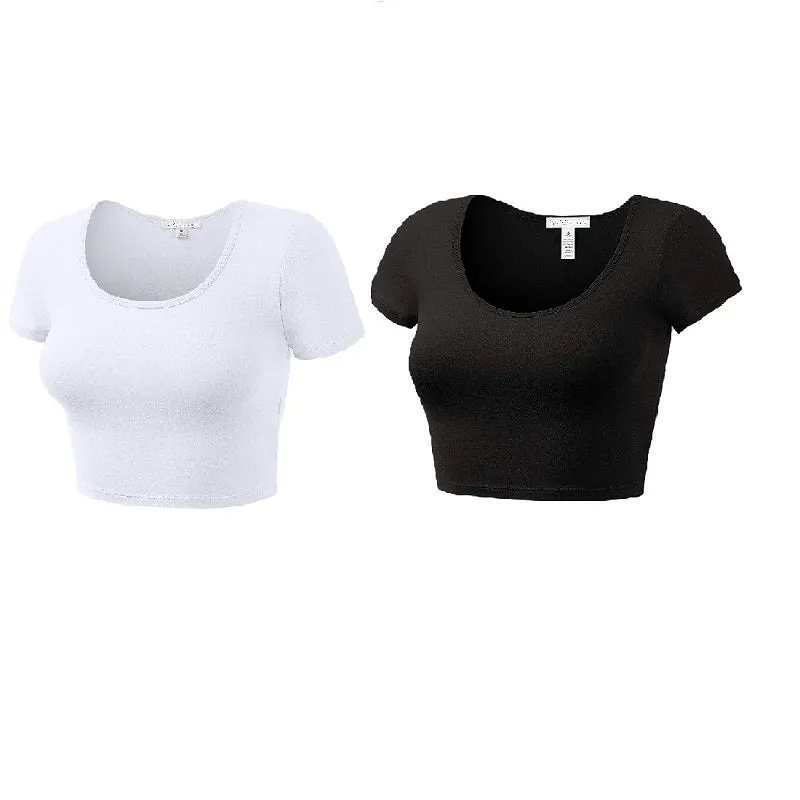 Black Crop Top Short Sleeve for Women