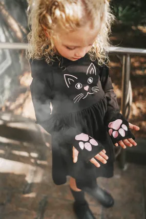 Black Kitty Twirl Dress with Paws