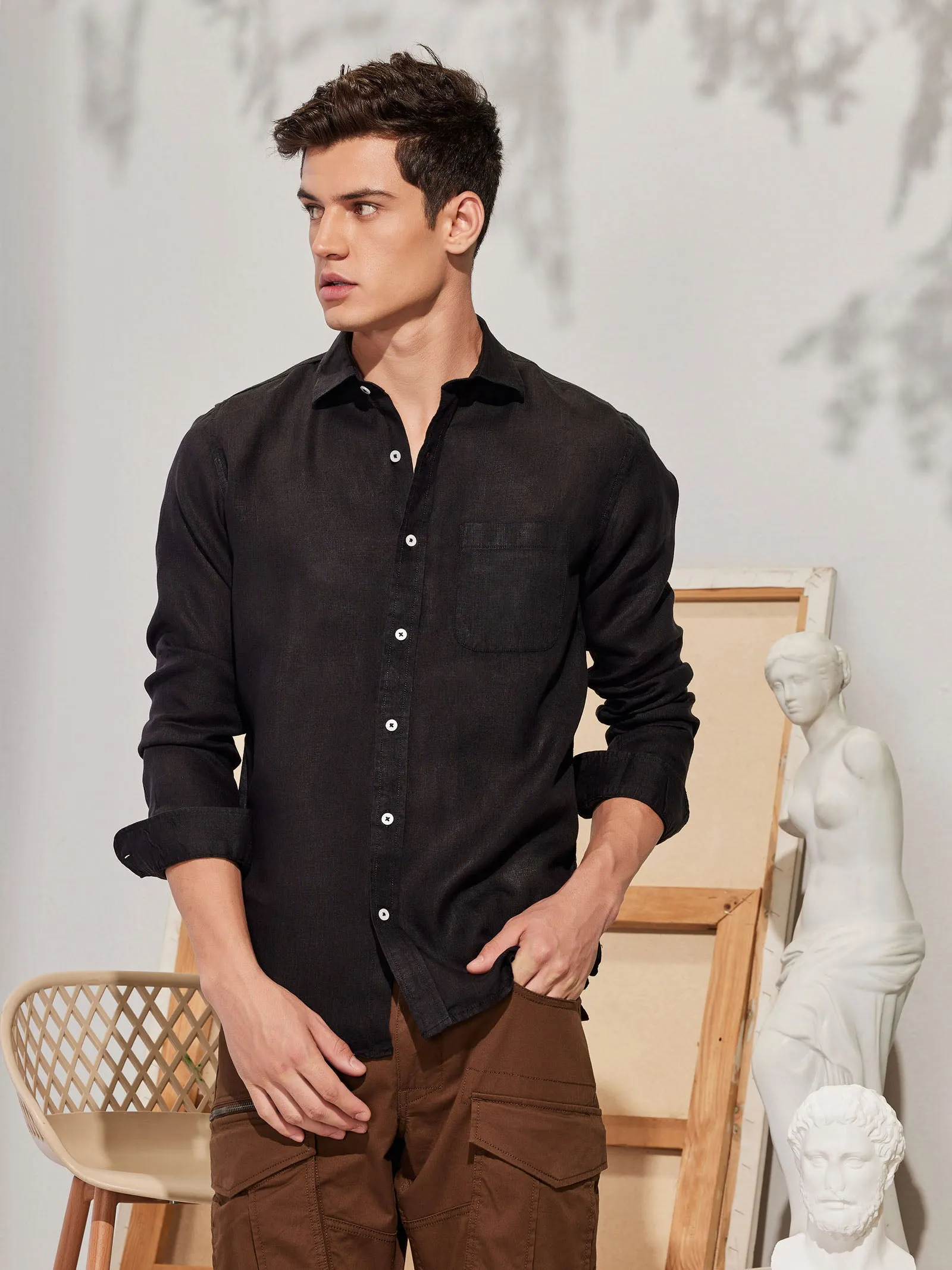 Black Royal Linen Shirt