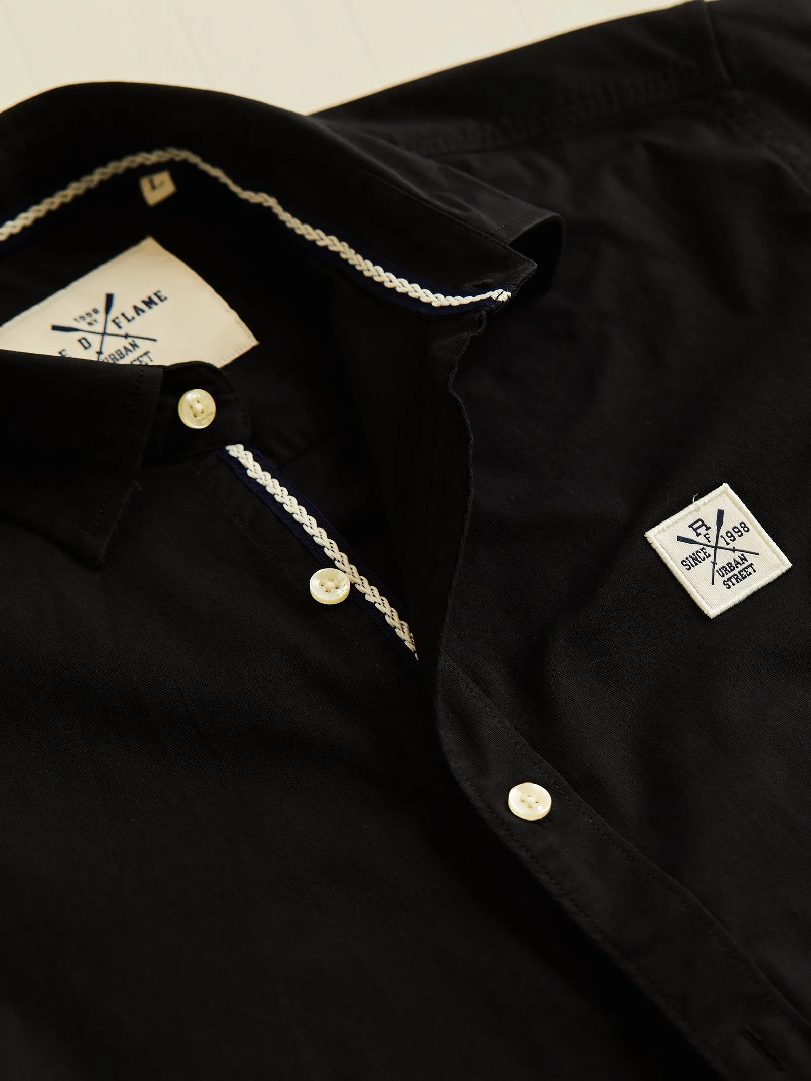 Black Solid Stretch Twill Shirt