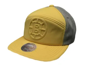 Boston Bruins Mitchell & Ness NHL Snapback Yellow Acrylic Flat Bill Adj Hat Cap