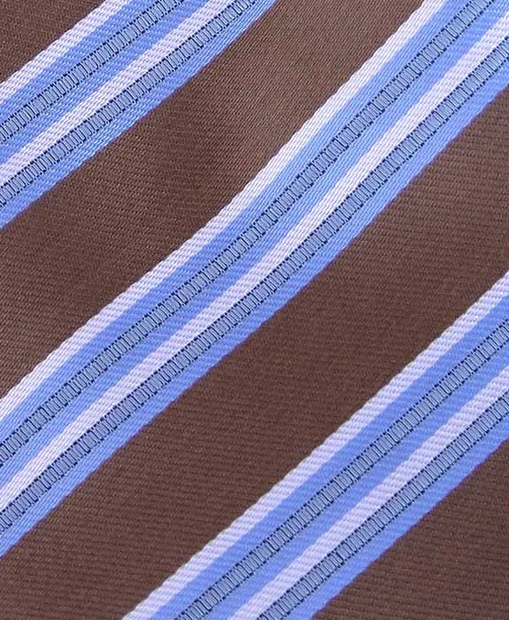 Brown and Blue Striped 4" Wide Necktie