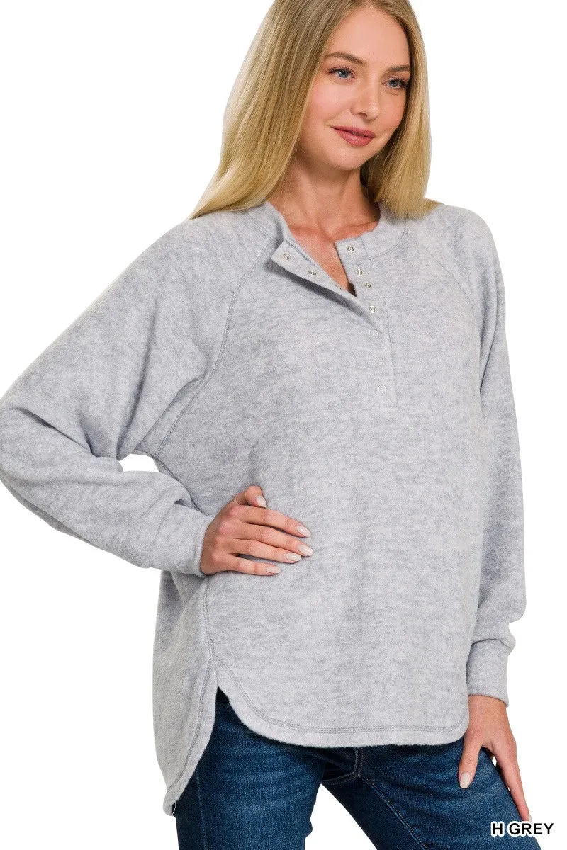 Brushed Melange Hacci Oversized Henley