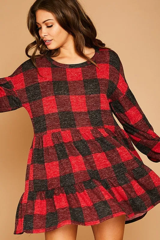 Buffalo Plaid Knit Dress - FINAL SALE