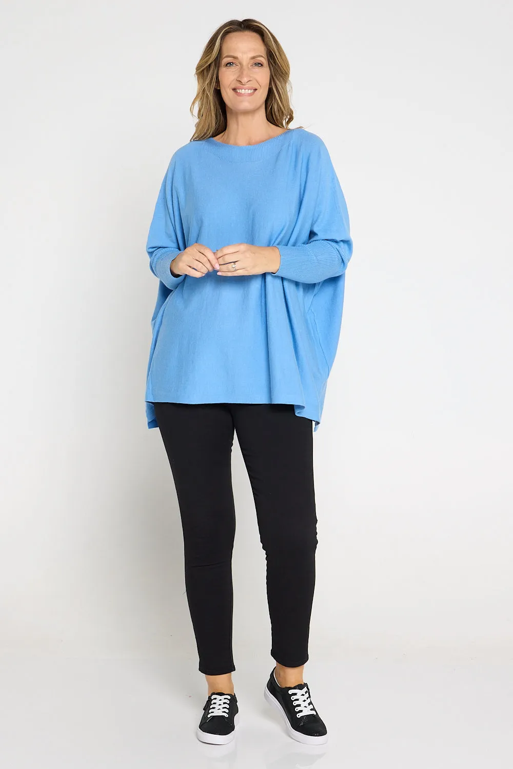 Button Back Knit Jumper - Blue