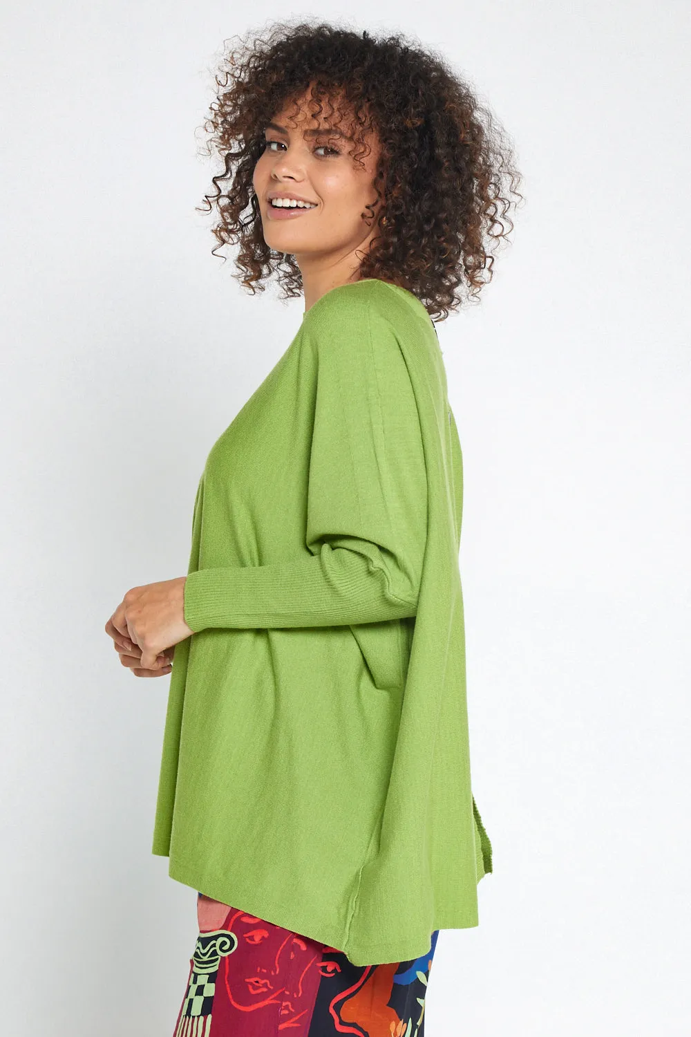 Button Back Knit Jumper - Green