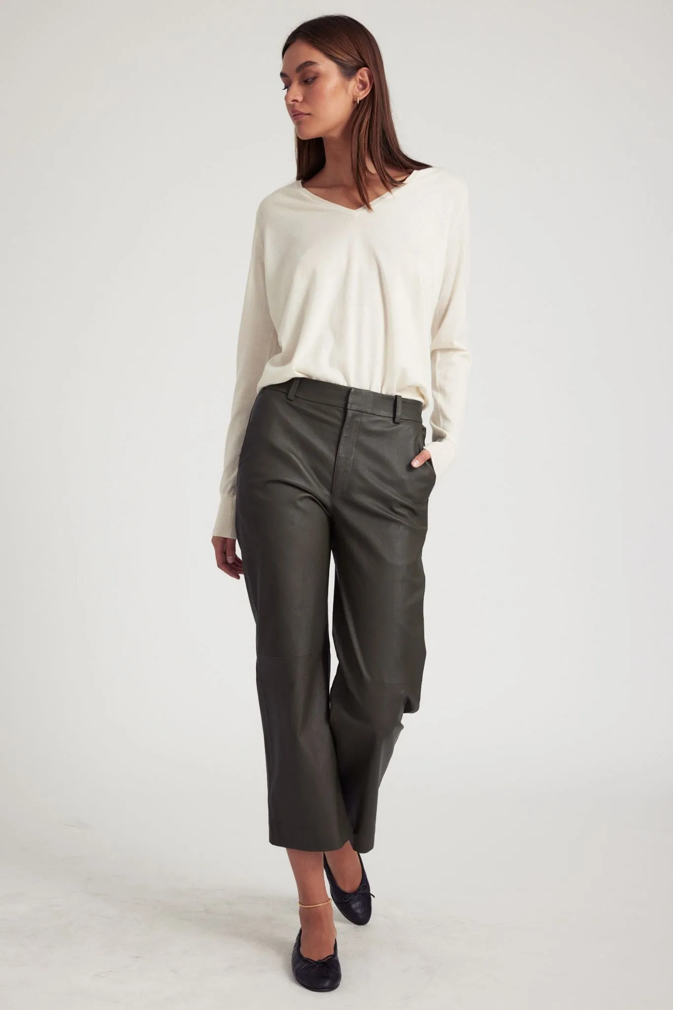 Cactus Leather Cropped Trousers