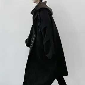 Canvas Hooded Mid-length Trench Coat