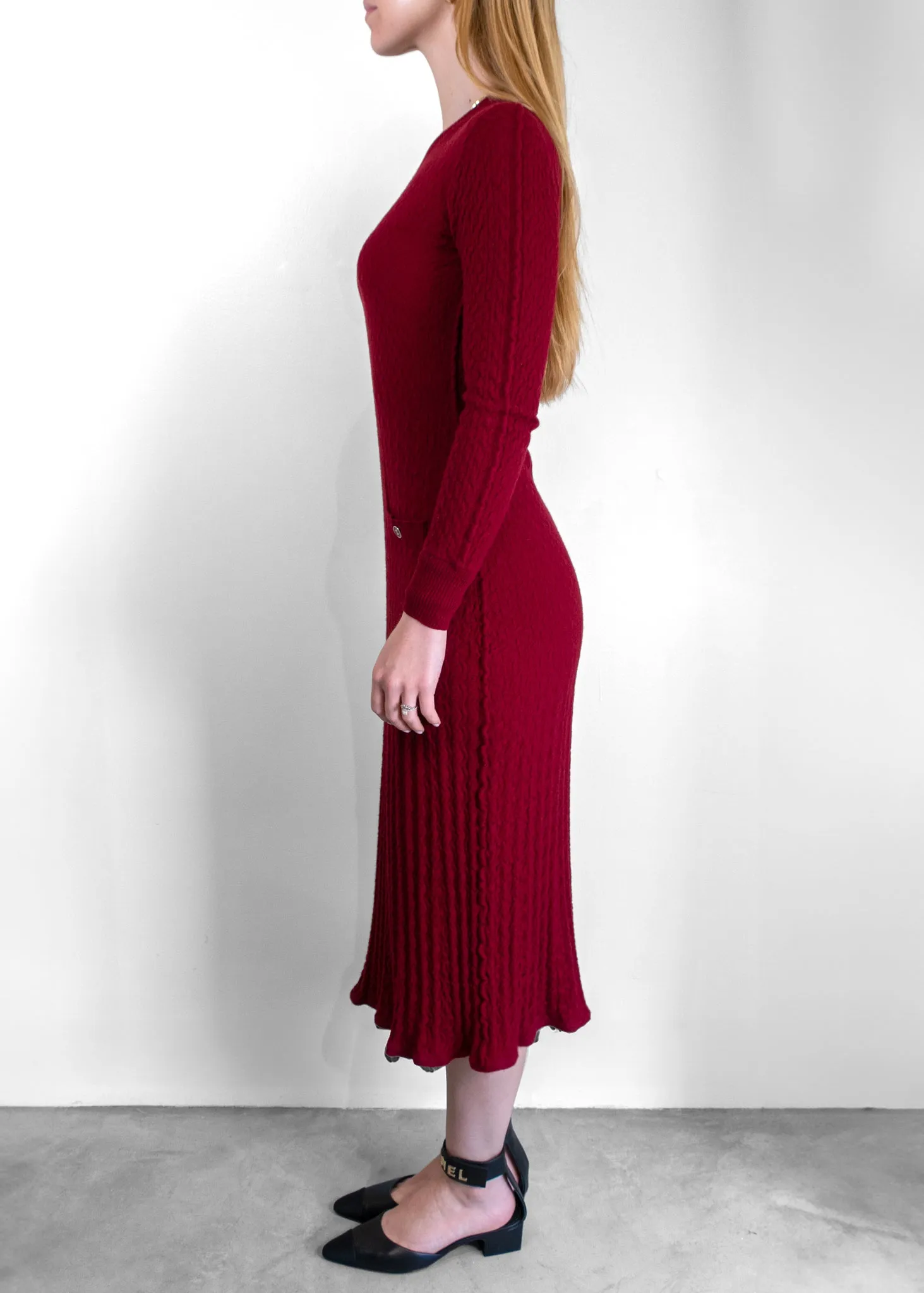 Chanel Ribbed Knit Midi Dress