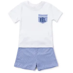 Charles Blue and White Stripe Pima Cotton Short Set