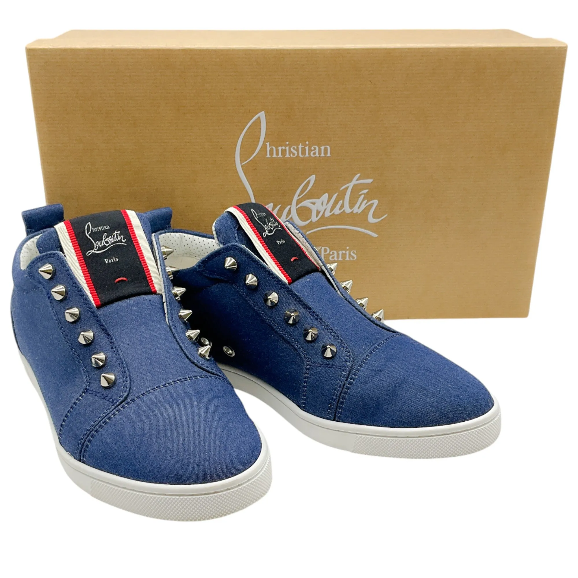 Christian Louboutin Blue Denim Figue A Vontade Slip On Sneakers