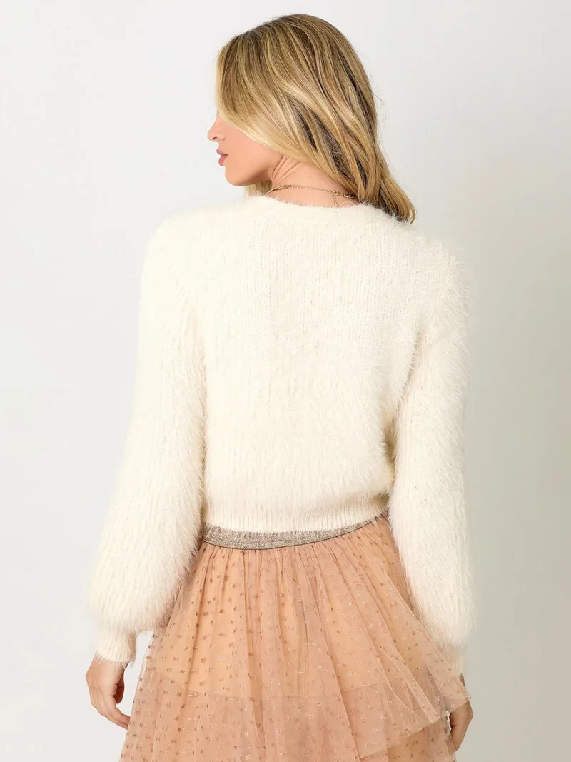 Cloud Puff Crop Cardigan - Ivory