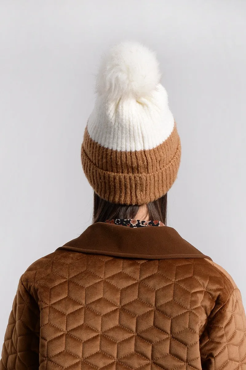 Color Block Pom Beanie