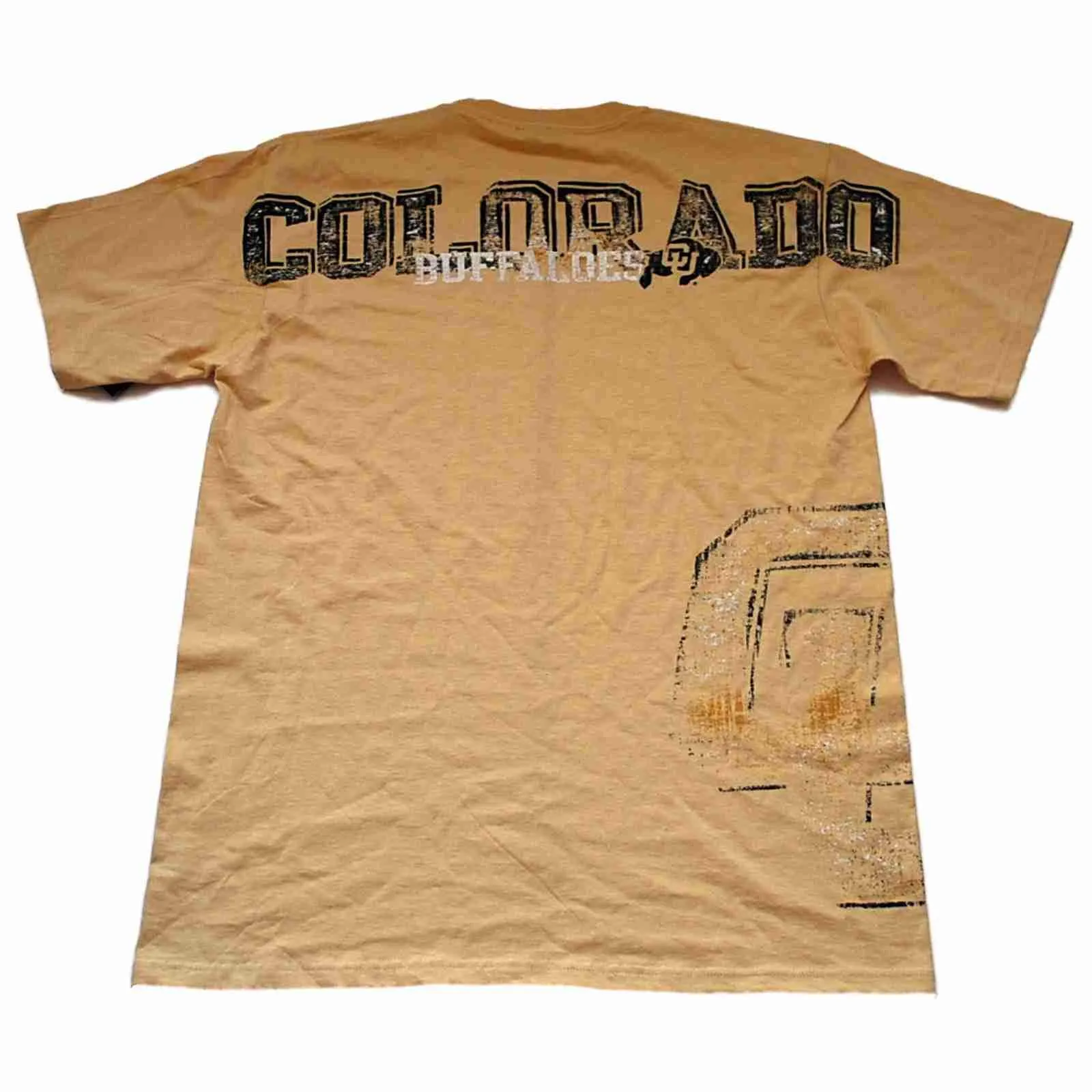 Colorado Buffaloes Mens Short Sleeve T-Shirt Gear Faded Tan (L)