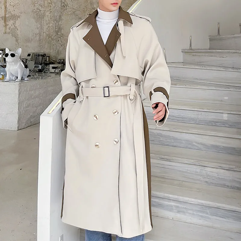 Contrast Loose Over Knee Trench Coat