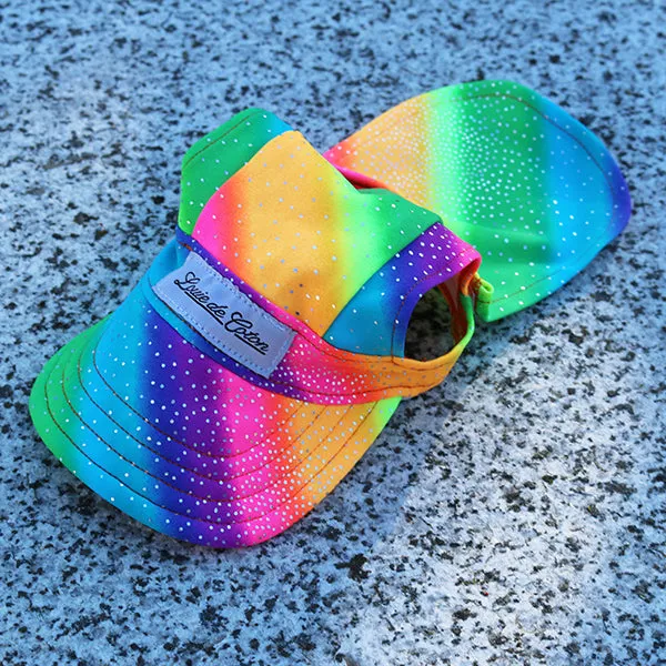 Cooling Dog Hat with UPF50  - Black Light Activator - Rainbow Sparkle