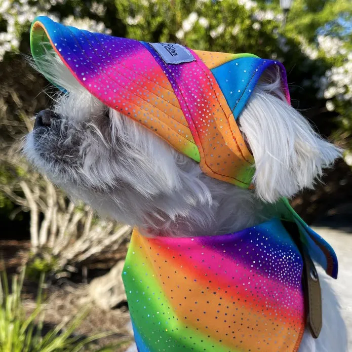 Cooling Dog Hat with UPF50  - Black Light Activator - Rainbow Sparkle