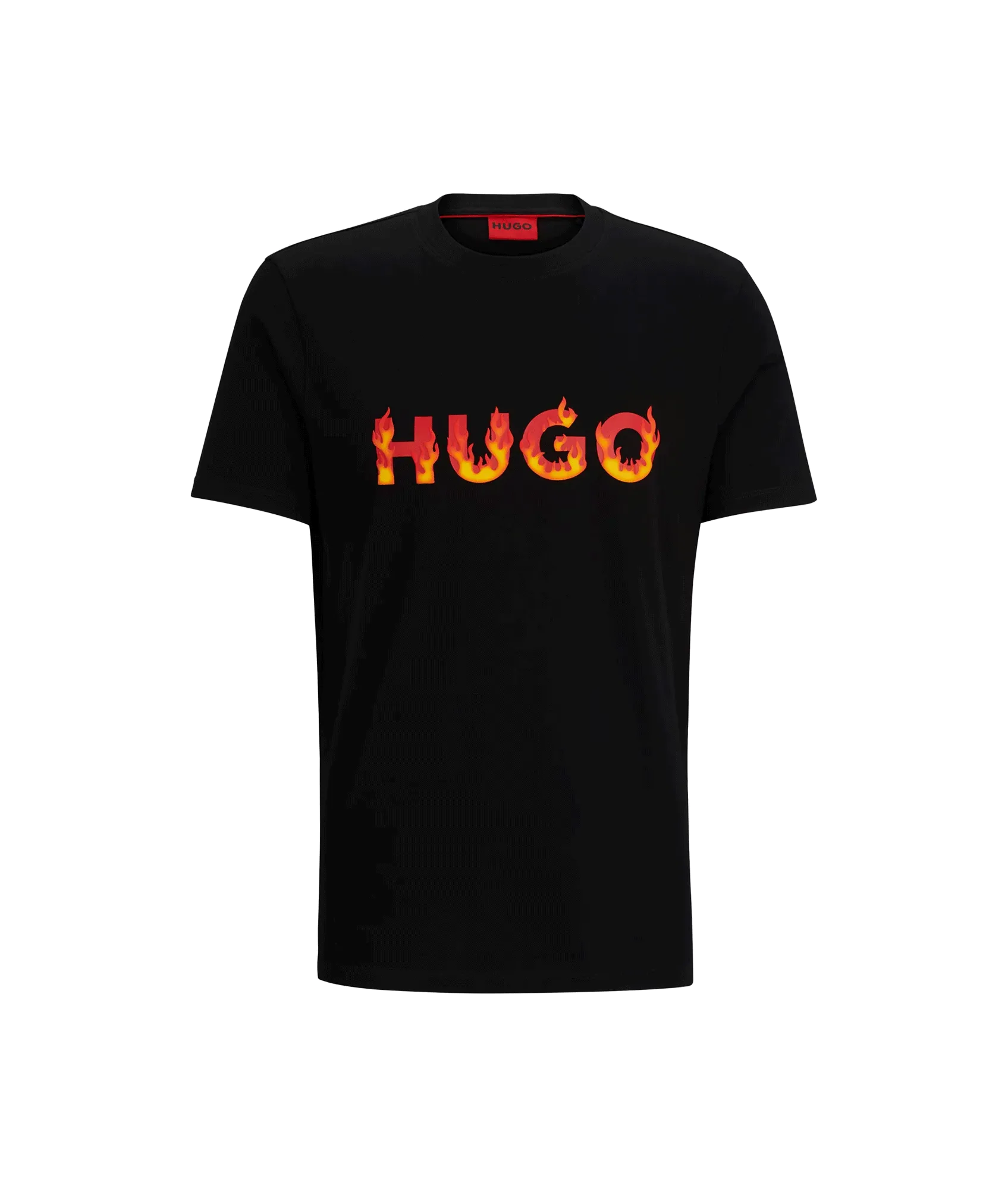 Cotton-jersey T-shirt With Puffed Flame Logo - Black