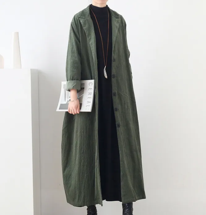 Cotton Winter Autumn Women Casual Coat Loose Long Trench Coat Jacket