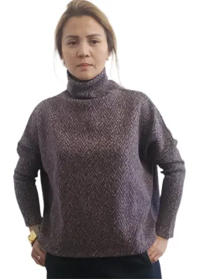 Crater Neck Sweater Tweed Purple