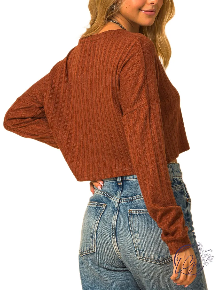 CREW NECK DROP SHOULDER CROP TOP