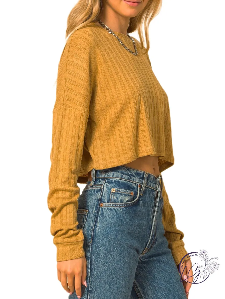 CREW NECK DROP SHOULDER CROP TOP