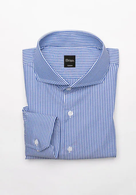 Crisp Jet Blue Stripes Shirt - Wrinkle Resistant