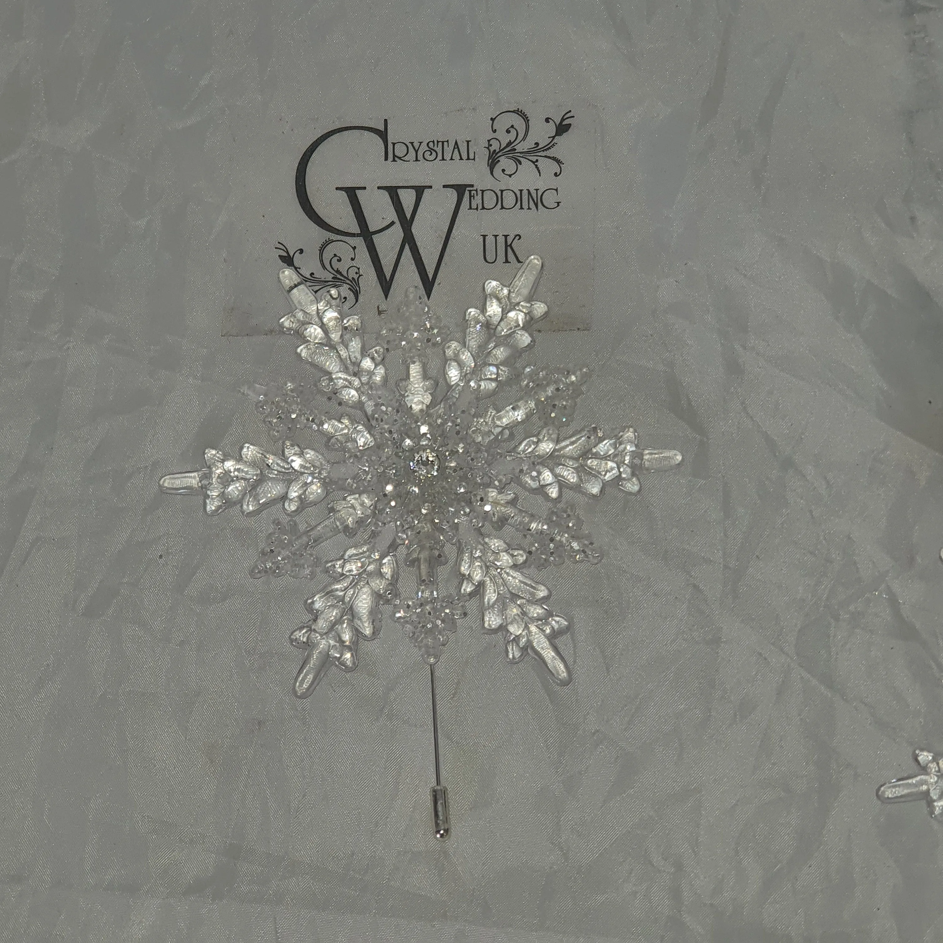 Crystal Snowflake Boutonniere - Grooms Boutonniere for a Winter Wedding - Christmas Wedding