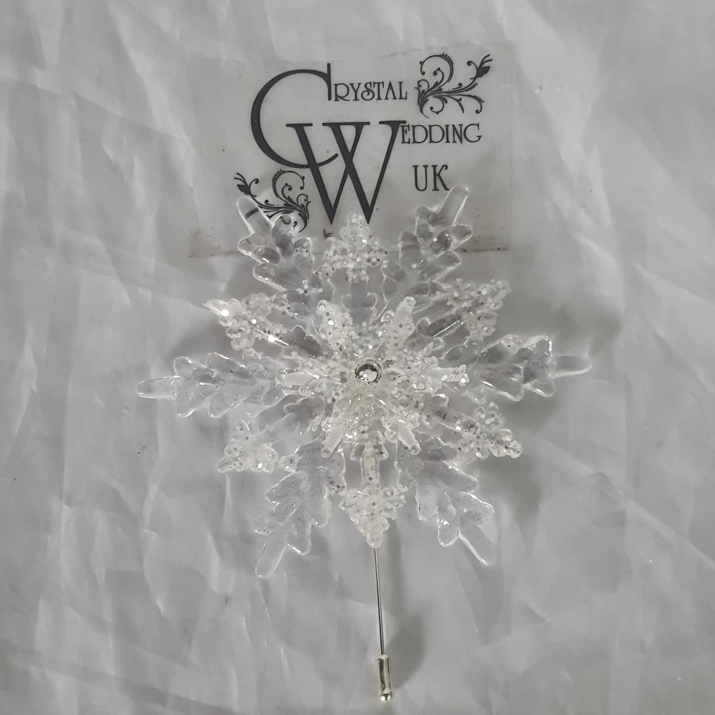 Crystal Snowflake Boutonniere - Grooms Boutonniere for a Winter Wedding - Christmas Wedding