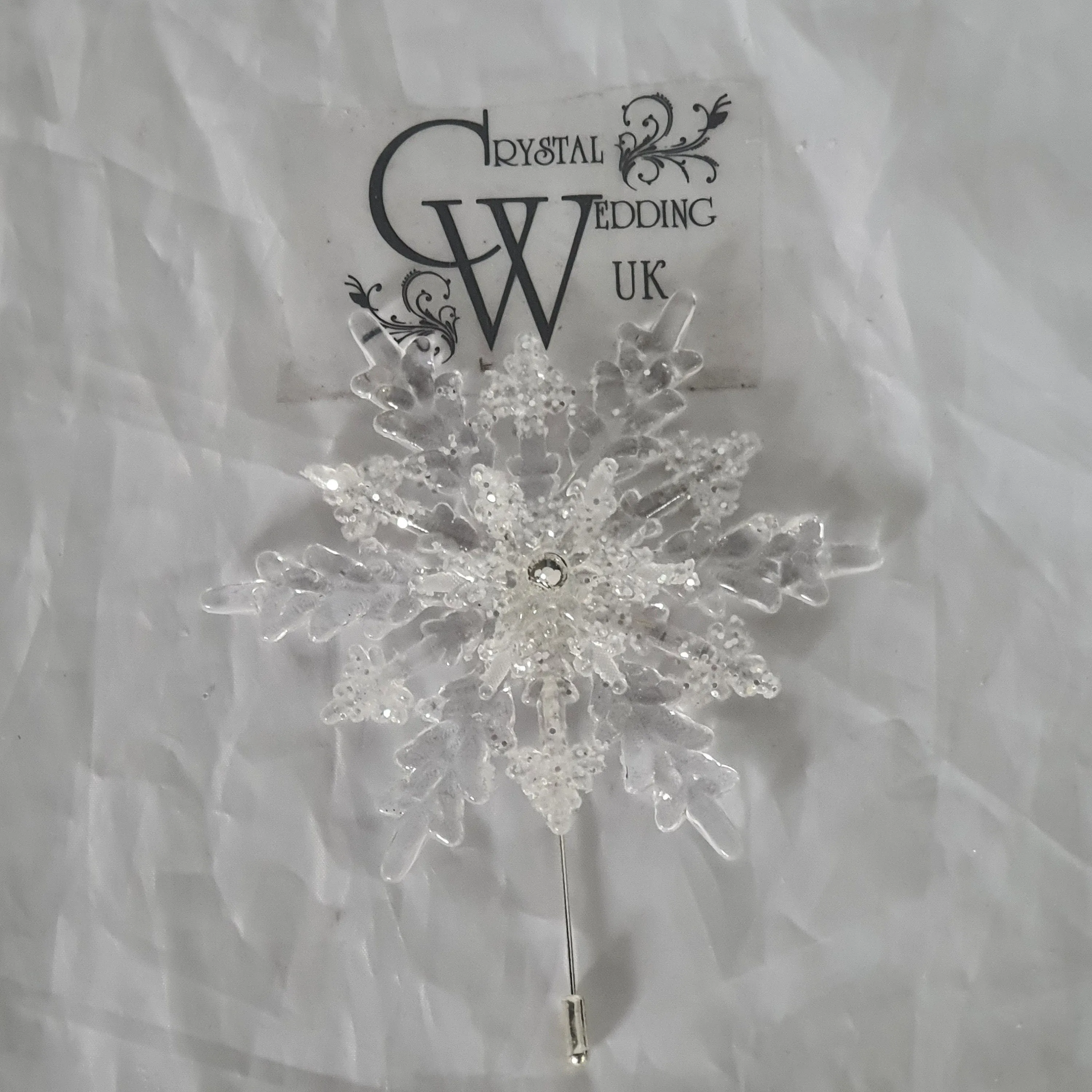 Crystal Snowflake Boutonniere - Grooms Boutonniere for a Winter Wedding - Christmas Wedding